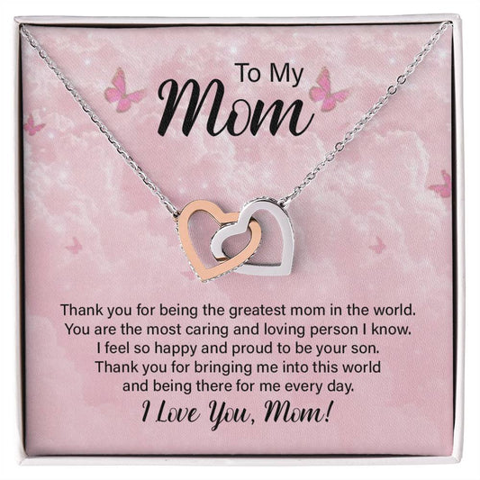 Interlocking Hearts for Mom - Thank You For Being The Greatest Mom