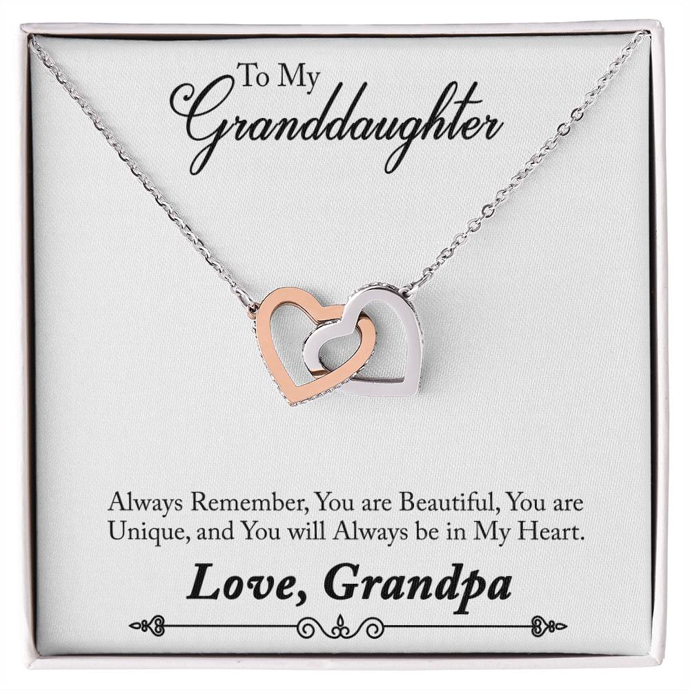 Interlocking Hearts for Granddaughter - You Will Always Be In My Heart
