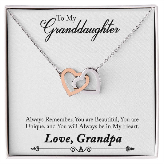 Interlocking Hearts for Granddaughter - You Will Always Be In My Heart