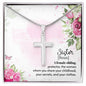 Stainless Cross for Sister - Definition - A Female Sibling, Protector
