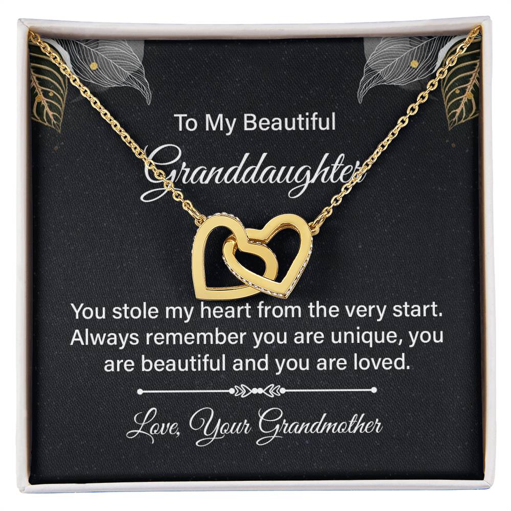 Interlocking Hearts for Granddaughter - You Stole My Heart From The Very Start