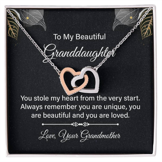 Interlocking Hearts for Granddaughter - You Stole My Heart From The Very Start