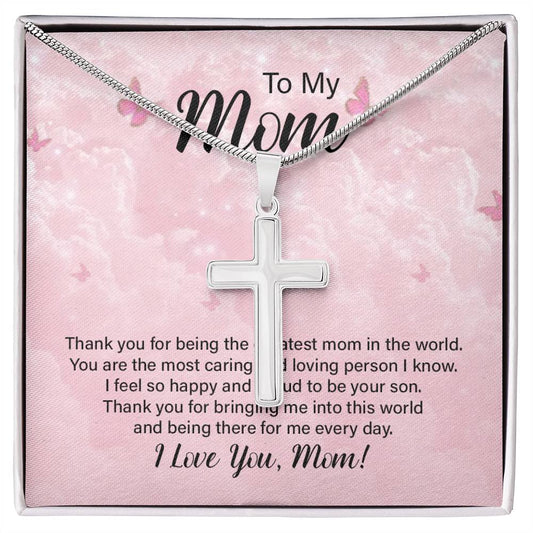 Stainless Cross for Mom - Thank You For Being The Greatest Mom